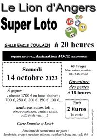 Loto du VC Lionnais au Lion D&#039;Angers