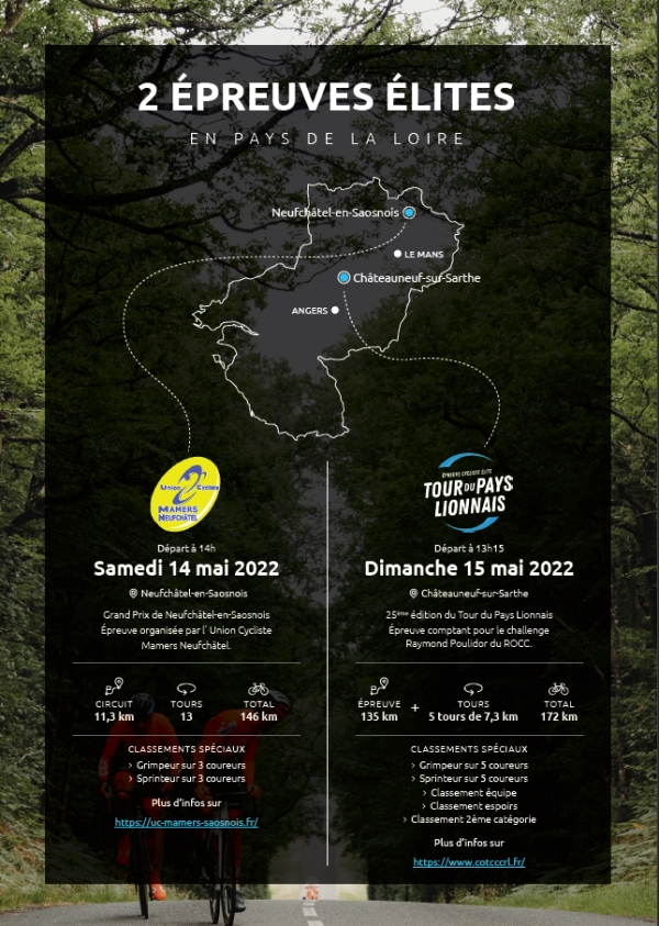 2 épreuves Elites en PDL Le 14 et 15 Mai 2022