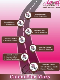 Laval Cyclisme 53: Calendrier course de Mars