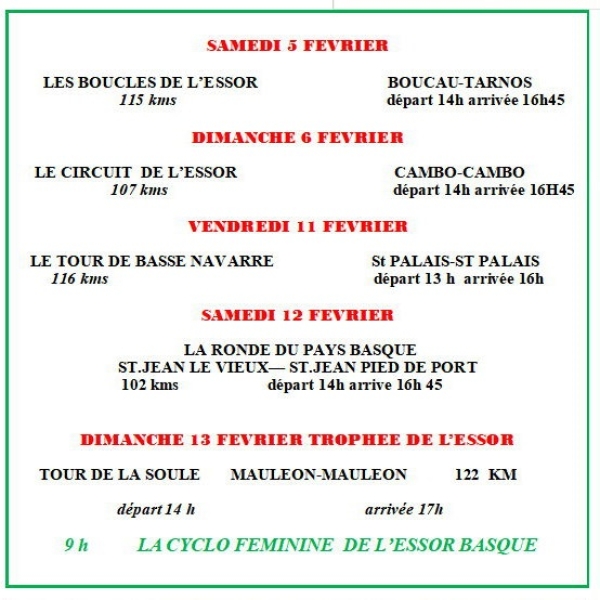 Essor Basque: Programme 2022