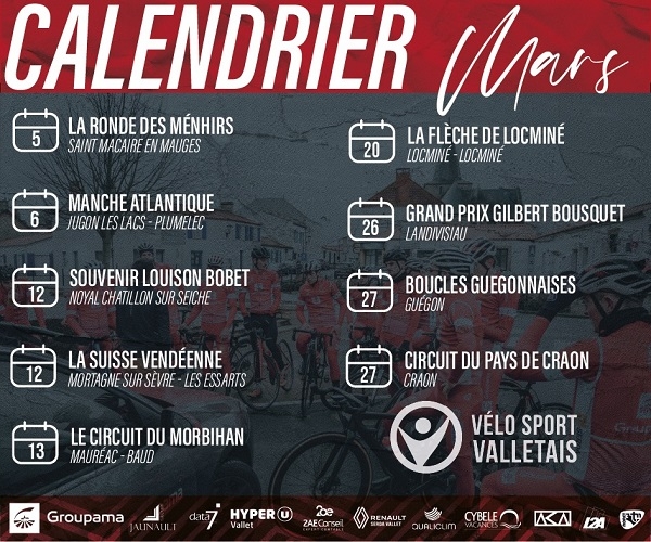 VS Vallet: Calendrier course de Mars