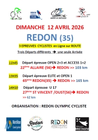 Redon OC "Programme du 12 Avril 2026"