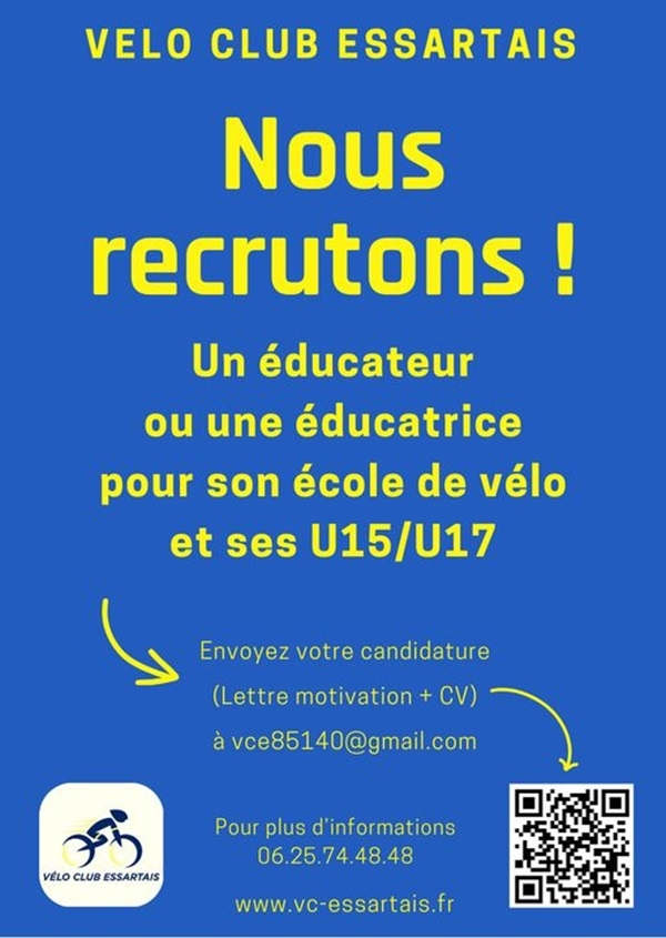 VC Essartais &quot;Offre d&#039;emploi éducateur&quot;