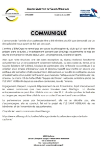 Communiqué de L&#039;US St Herblain Cyclisme
