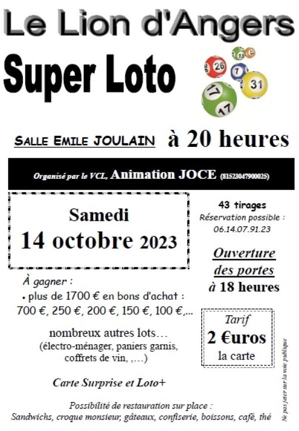 Loto du VC Lionnais au Lion D&#039;Angers