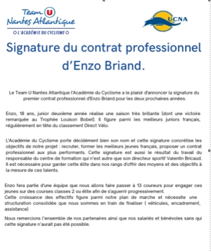 Enzo Briand chez les professionnels en 2023